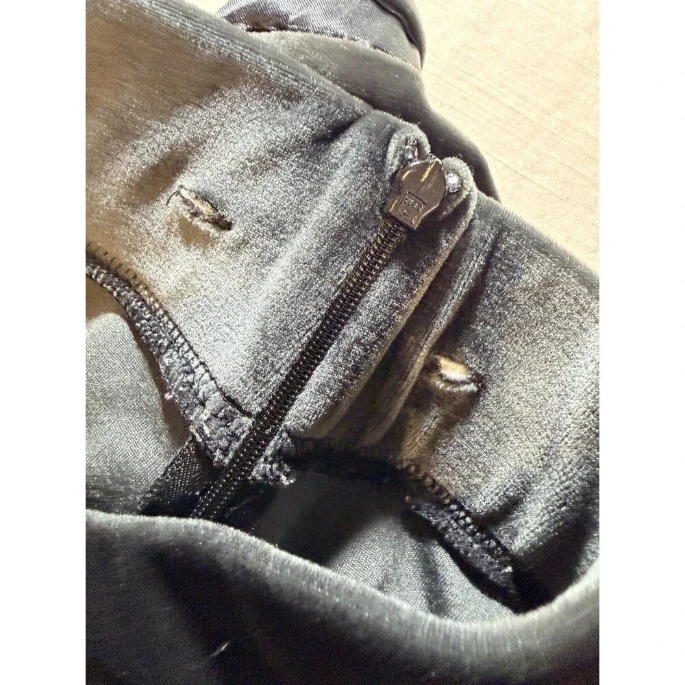 Nike Pants Womens Medium Gray Velour Flare Sweatpants Zip Low Rise Y2K